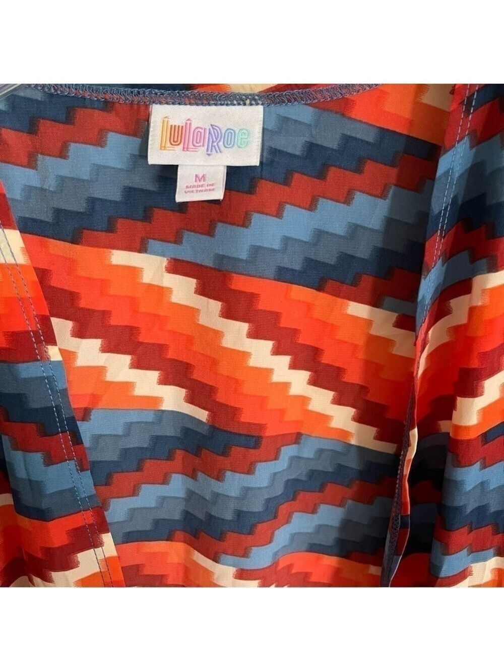 Lularoe Long Duster Kimono Orange Blue Size Medium! - Picture 6 of 7